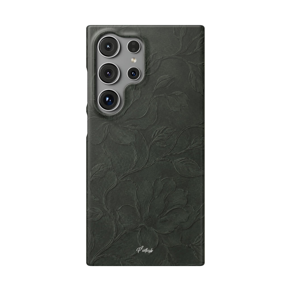Dark Olive Floral Texture Snap Case