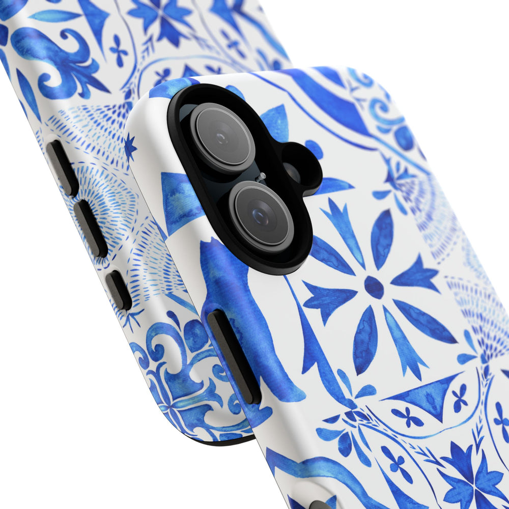 Blue Tile Pattern Tough Phone Case