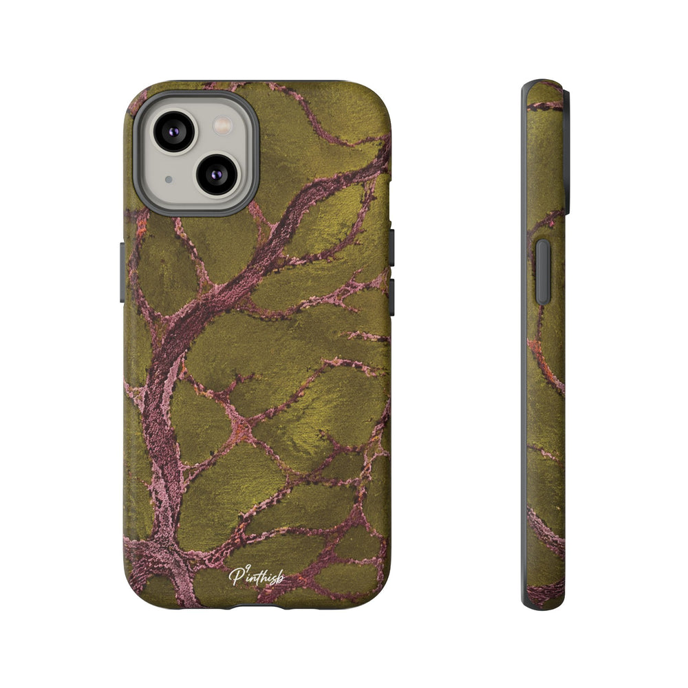 Olive & Rose Gold Tree Pattern Phone Case