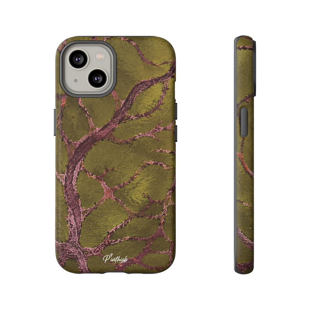 Olive & Rose Gold Tree Pattern Phone Case