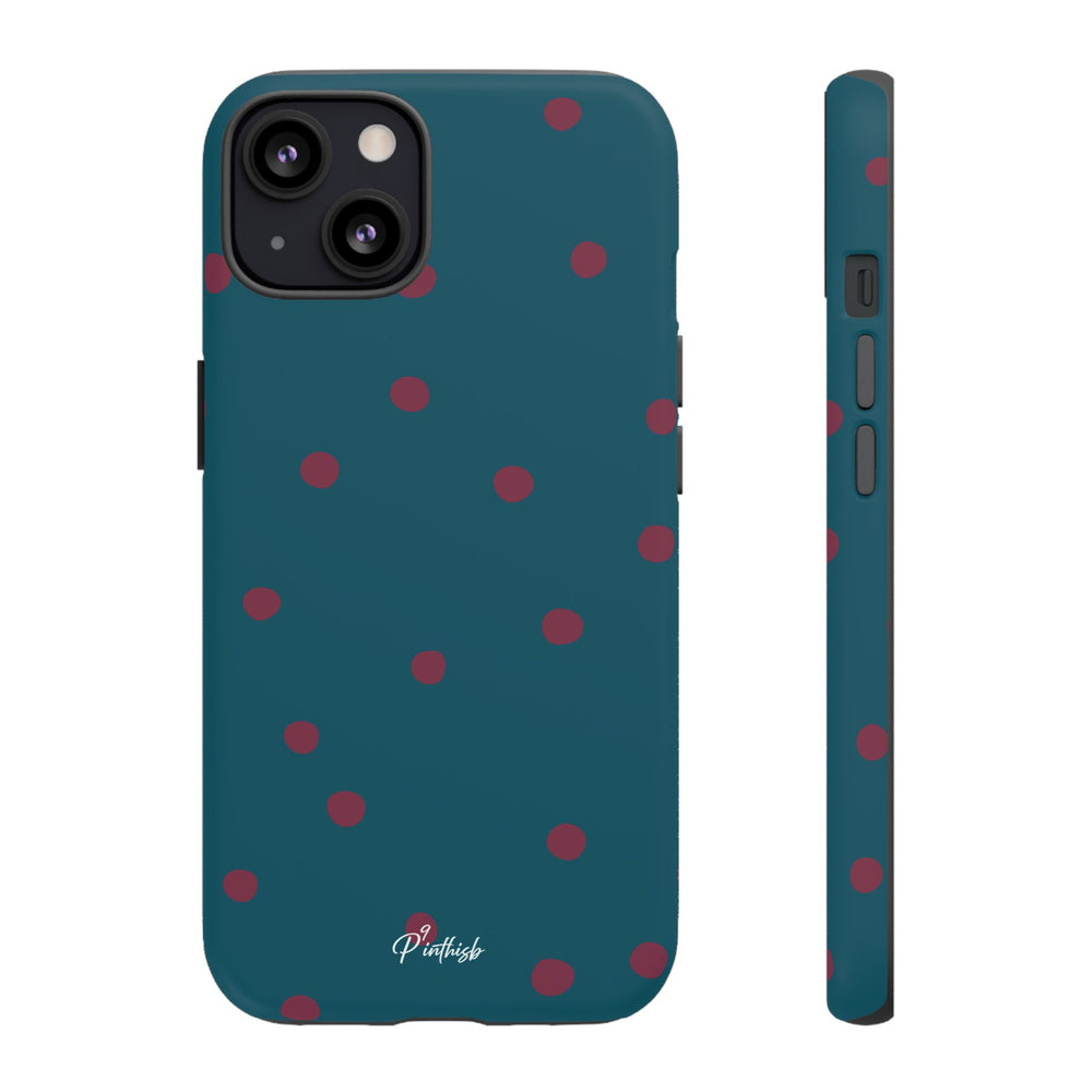 Teal & Burgundy Polka Dot Tough Phone Case