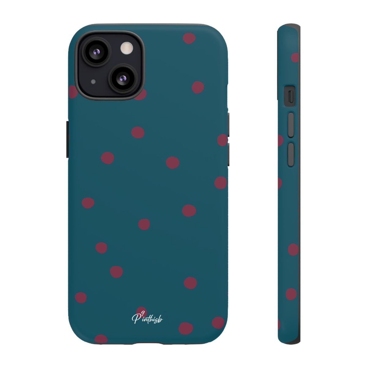 Teal & Burgundy Polka Dot Tough Phone Case