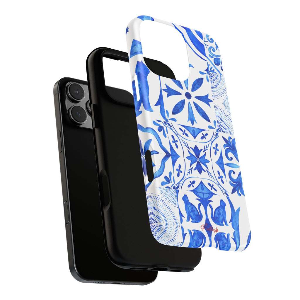 Blue Tile Pattern Tough Phone Case