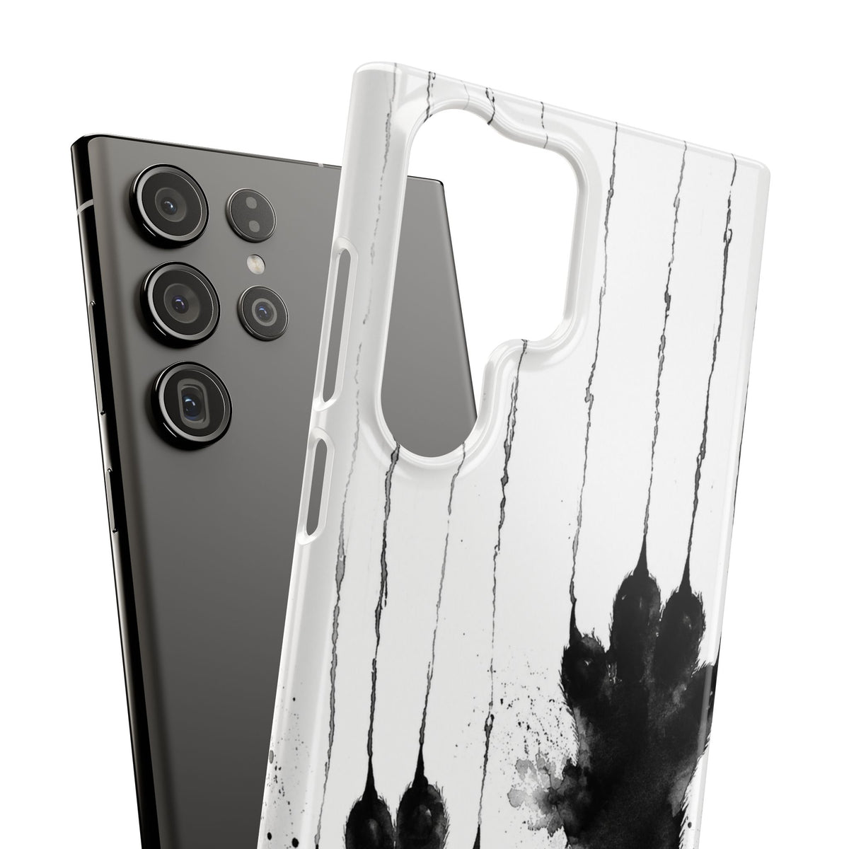 Black Ink Paw Print Snap Case