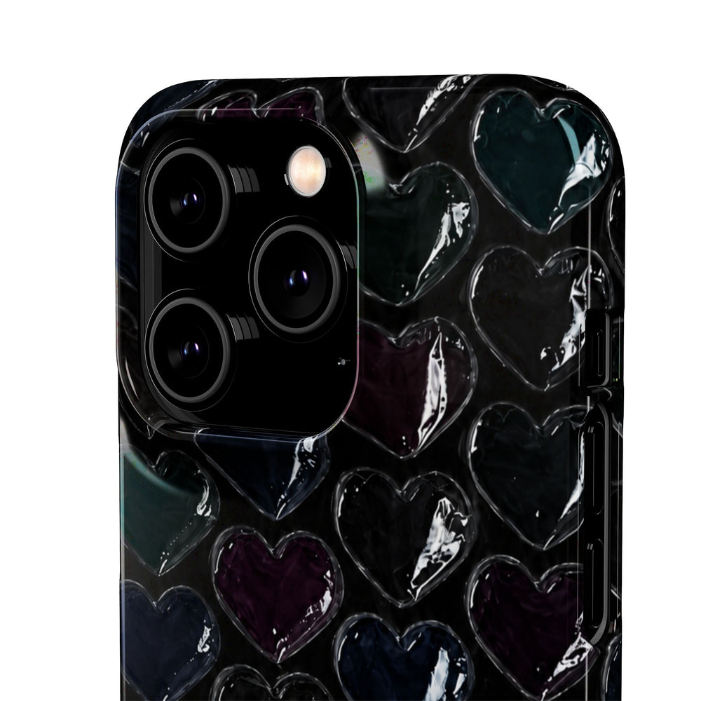 Black Pop Hearts Snap Case