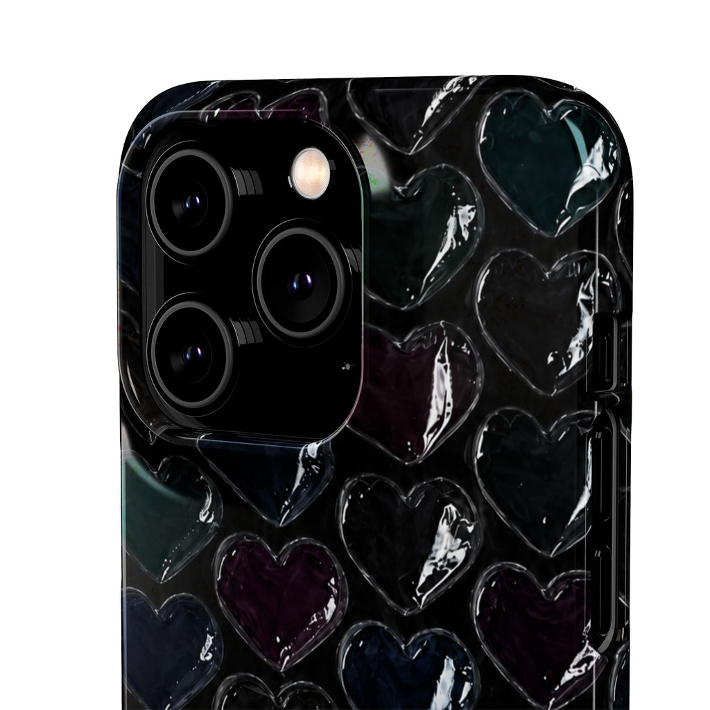 Black Pop Hearts Snap Case