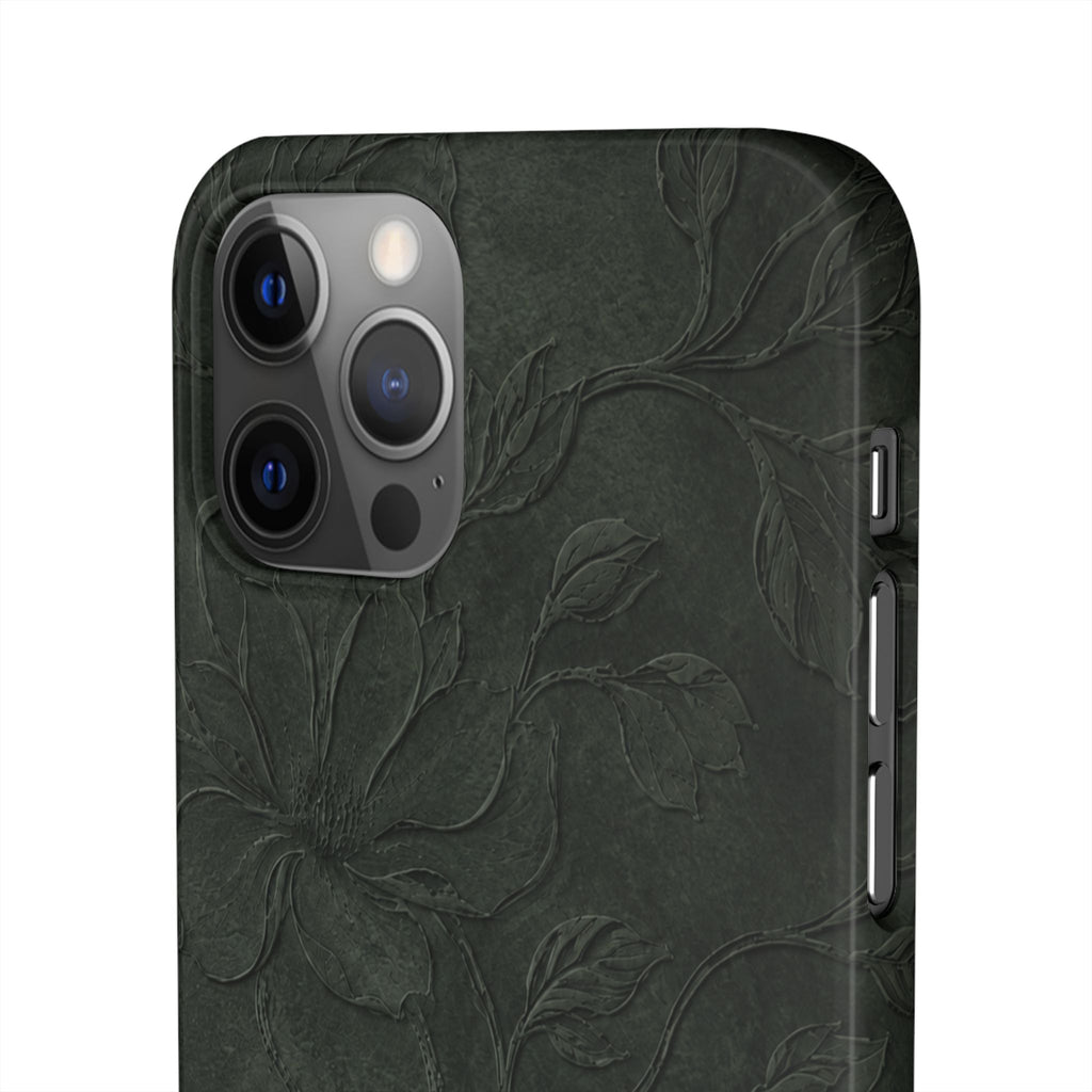 Dark Olive Floral Texture Snap Case