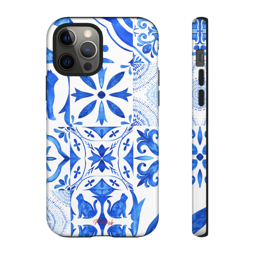 Blue Tile Pattern Tough Phone Case