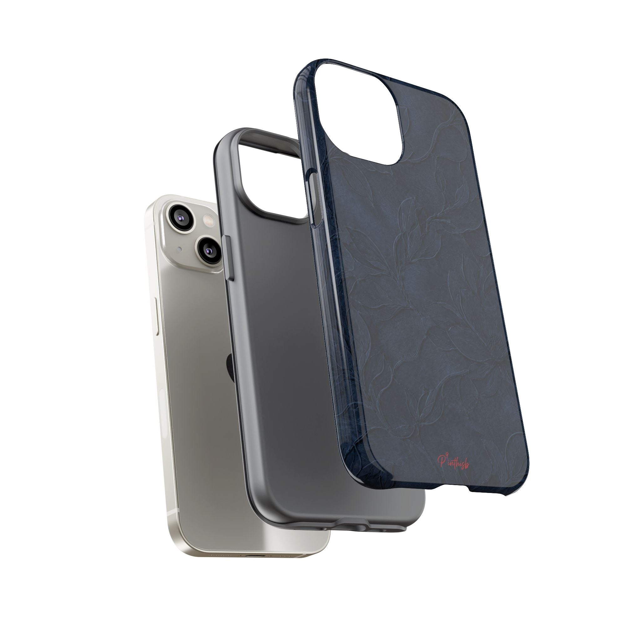 Navy Floral Textured Tough Case