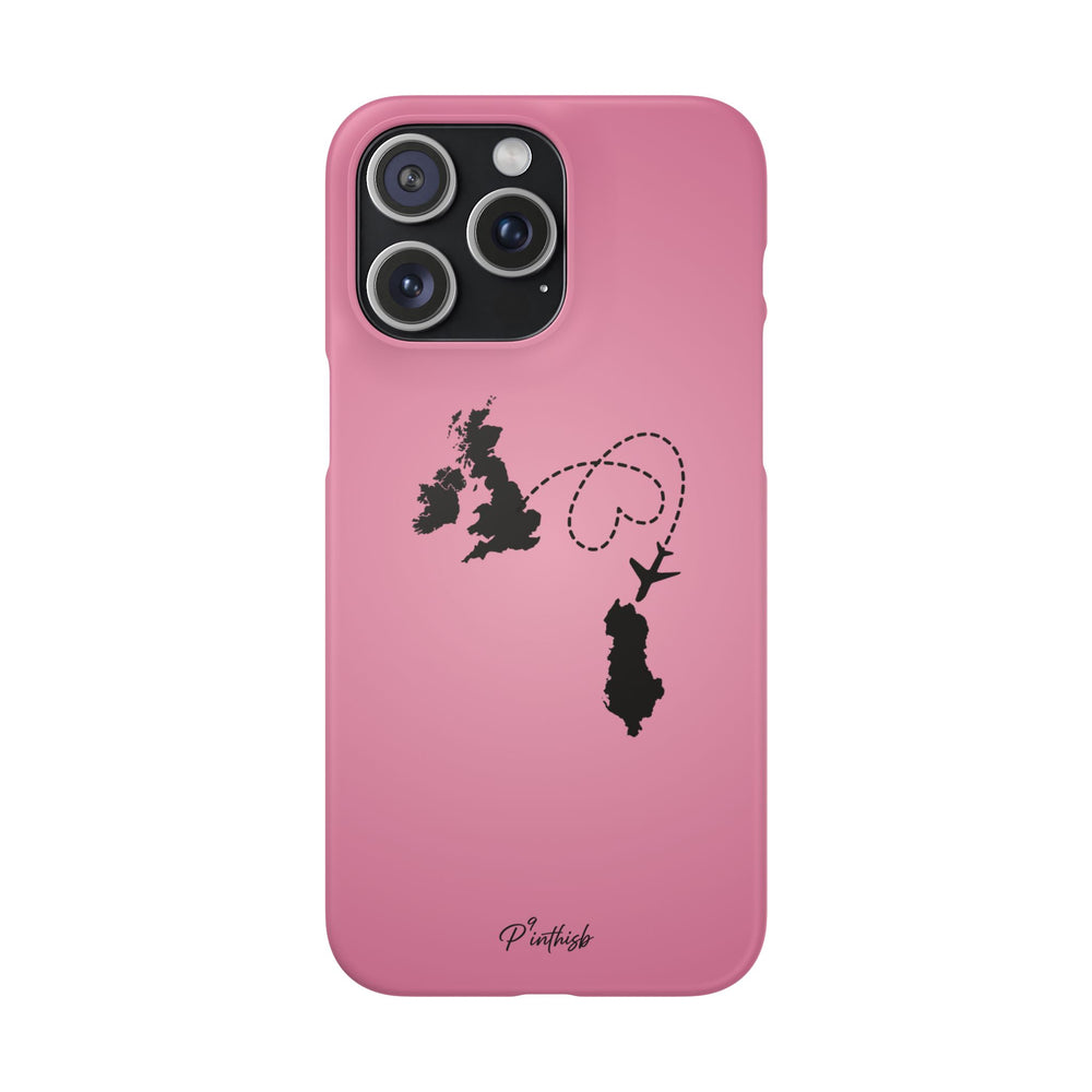 UK to Albania Pink Snap Phone Case