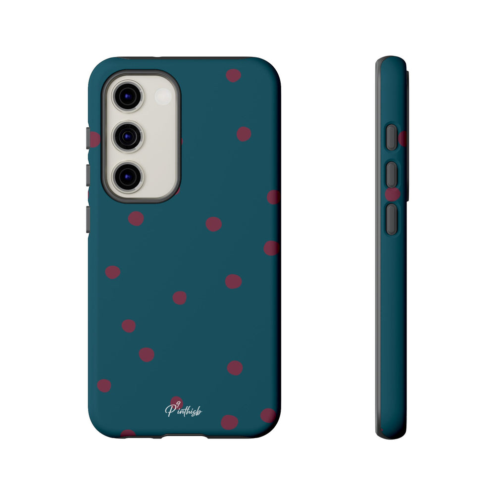 Teal & Burgundy Polka Dot Tough Phone Case