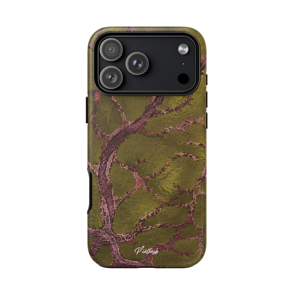 Olive & Rose Gold Tree Pattern Phone Case