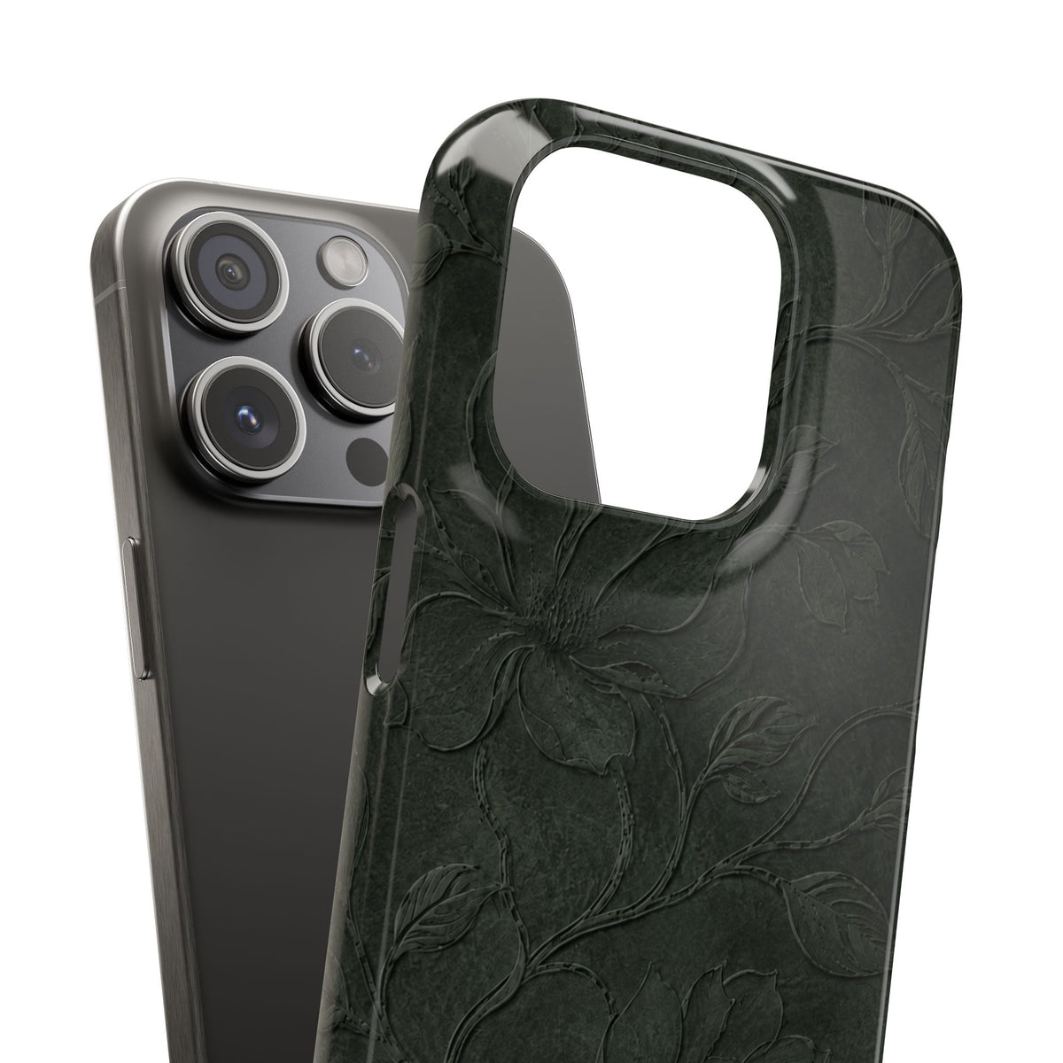 Dark Olive Floral Texture Snap Case