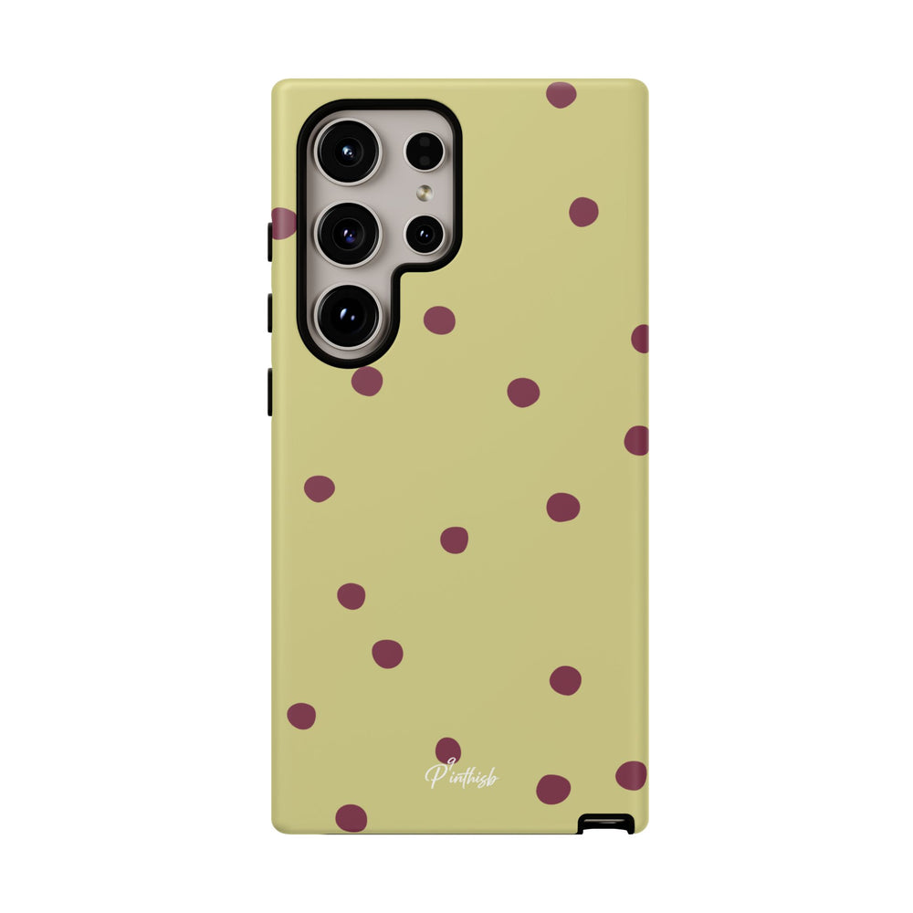 Yellow & Burgundy Polka Dot Tough Phone Case