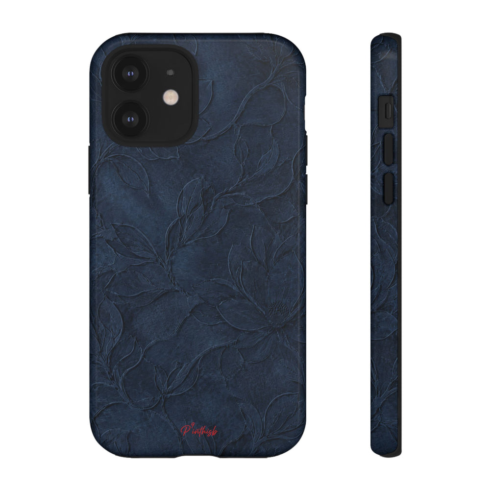 Navy Floral Textured Tough Case