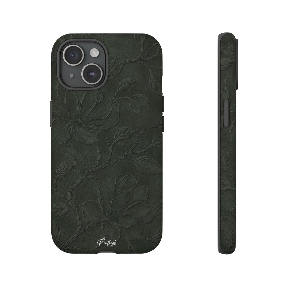 Dark Olive Floral Texture Tough Case