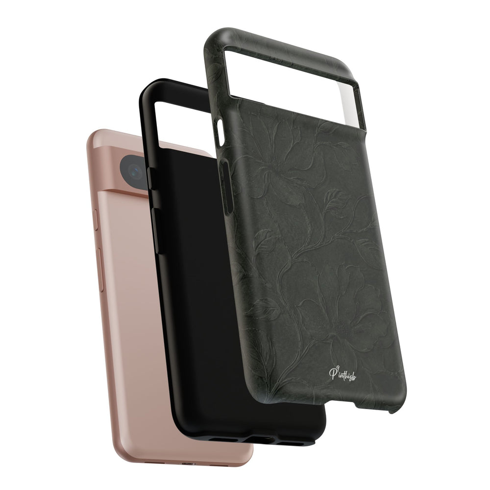 Dark Olive Floral Texture Tough Case