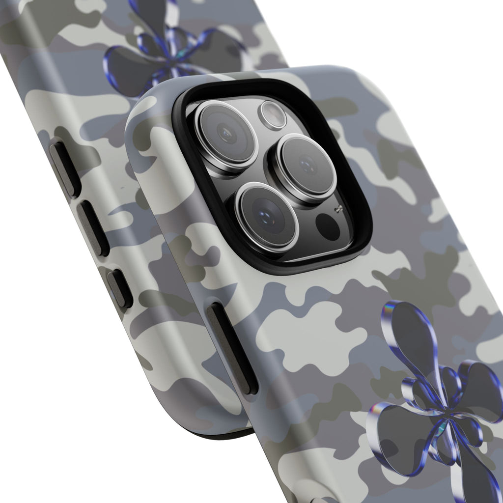 Camouflage with Blue Metallic Clover Tough Case