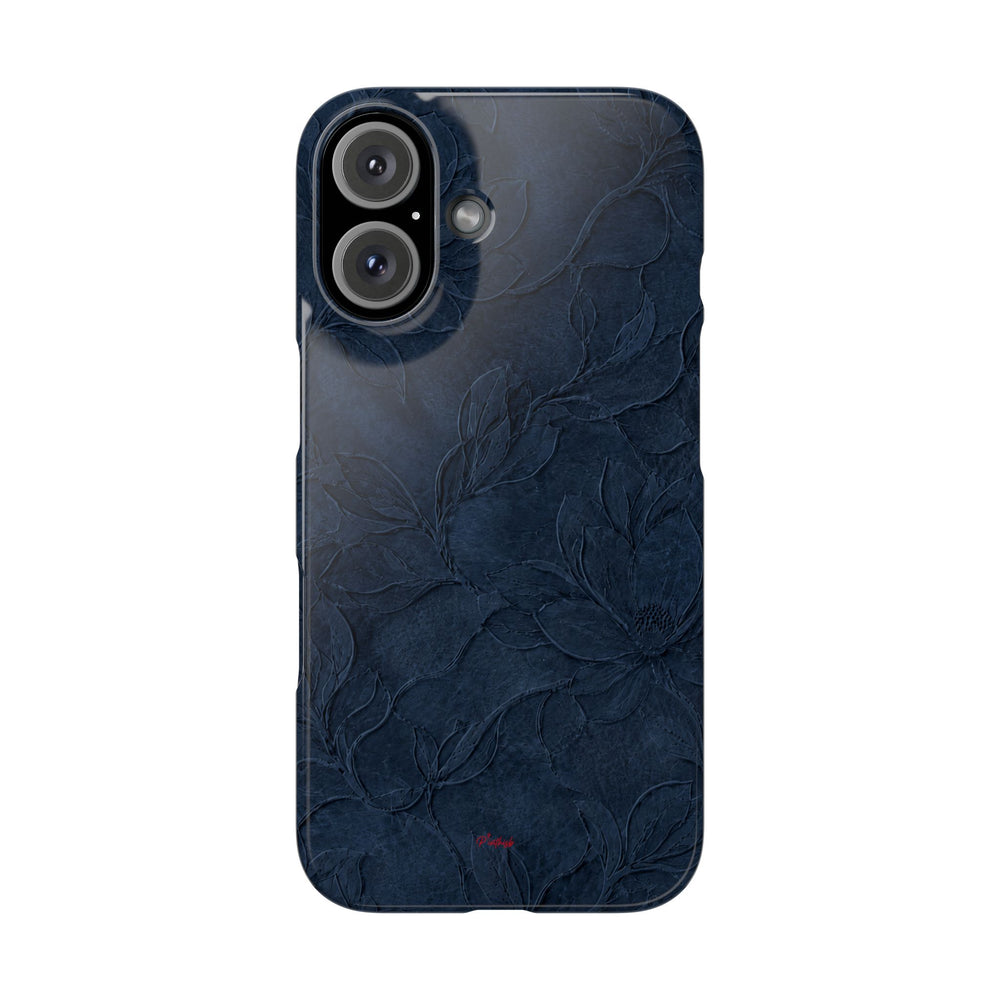 Navy Floral Textured Snap Case