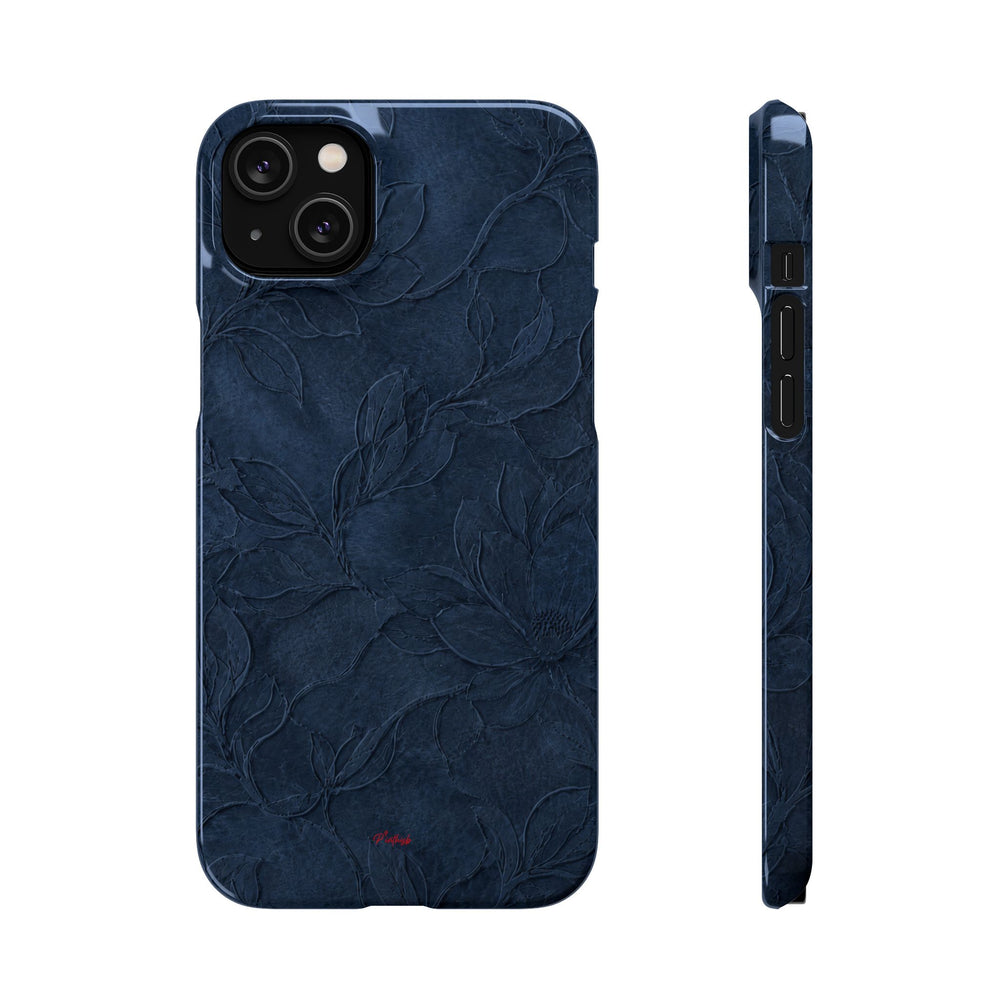 Navy Floral Textured Snap Case