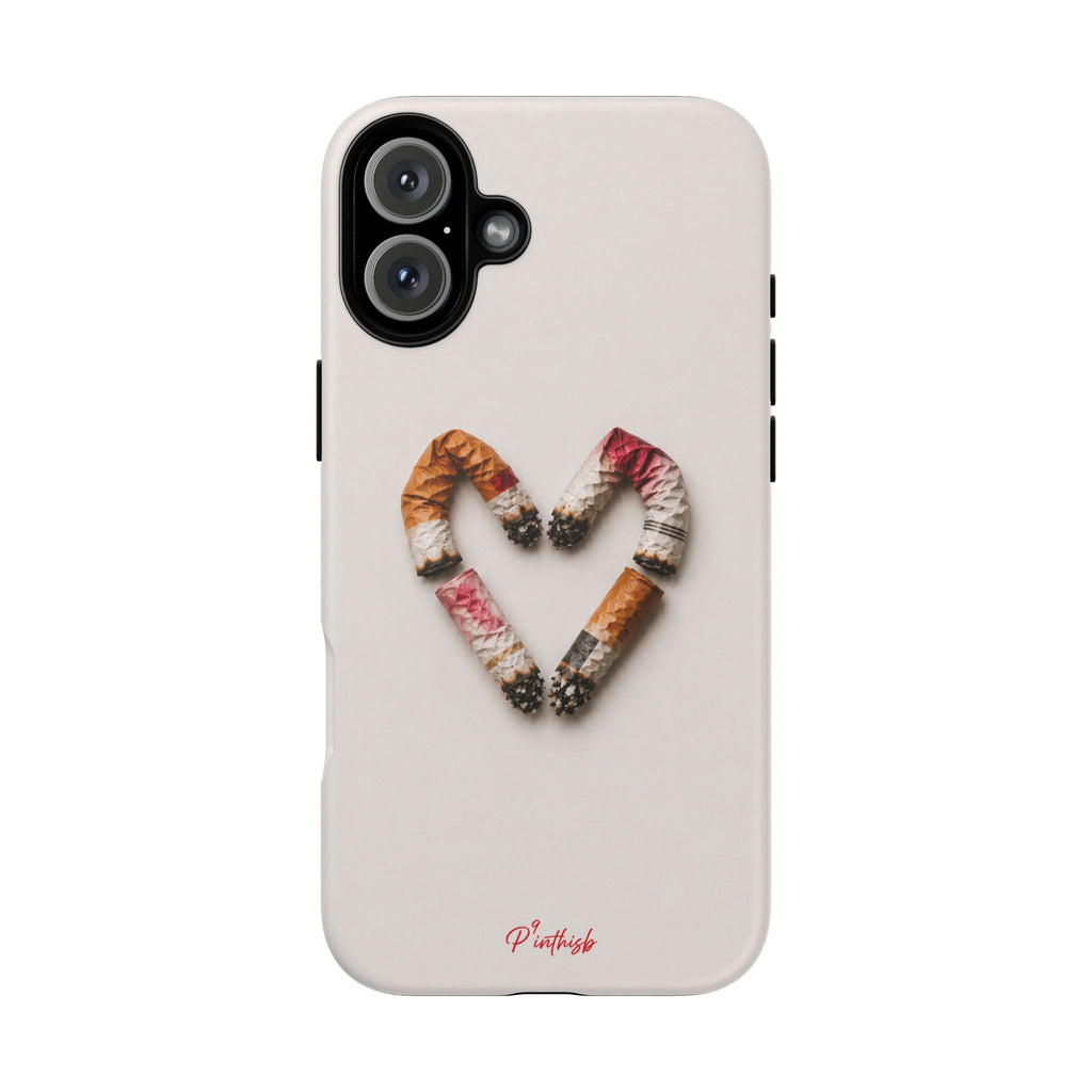 Cigarette Butts Heart Tough Case