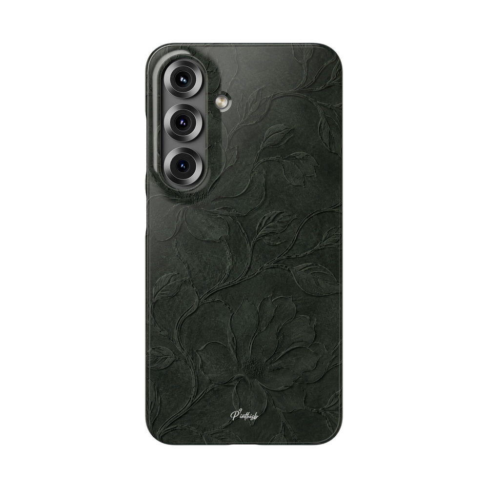 Dark Olive Floral Texture Snap Case