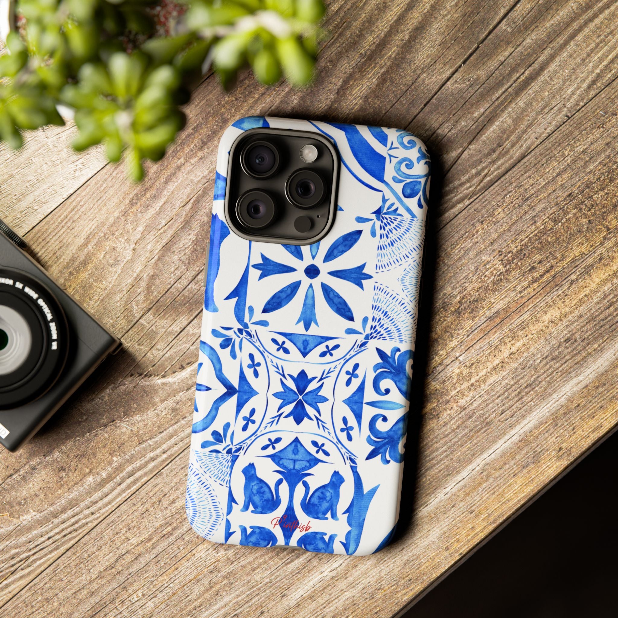 Blue Tile Pattern Tough Phone Case