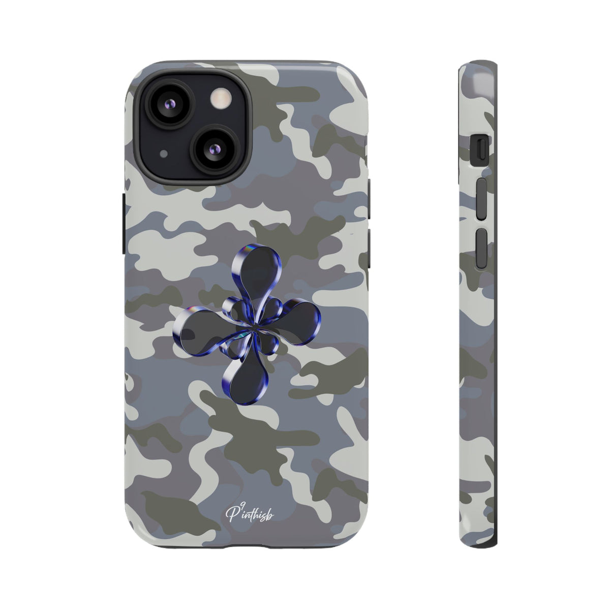 Camouflage with Blue Metallic Clover Tough Case