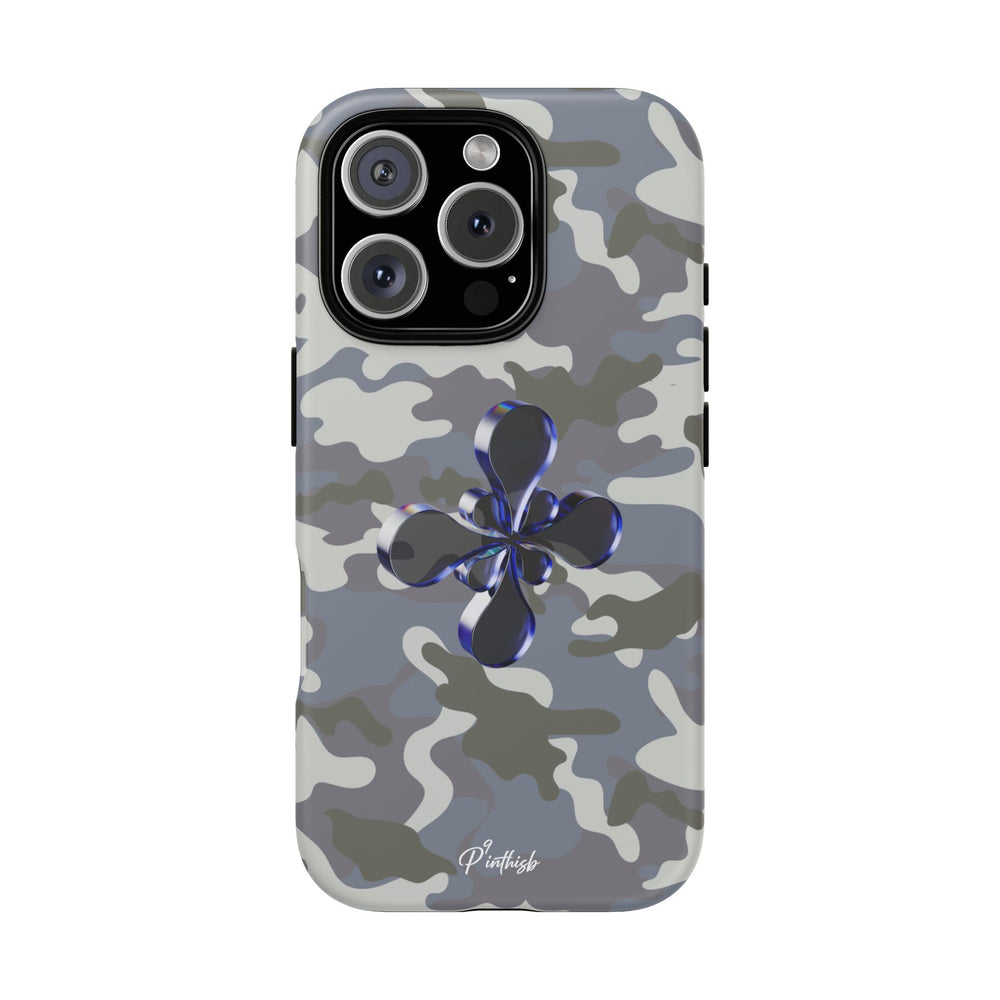 Camouflage with Blue Metallic Clover Tough Case