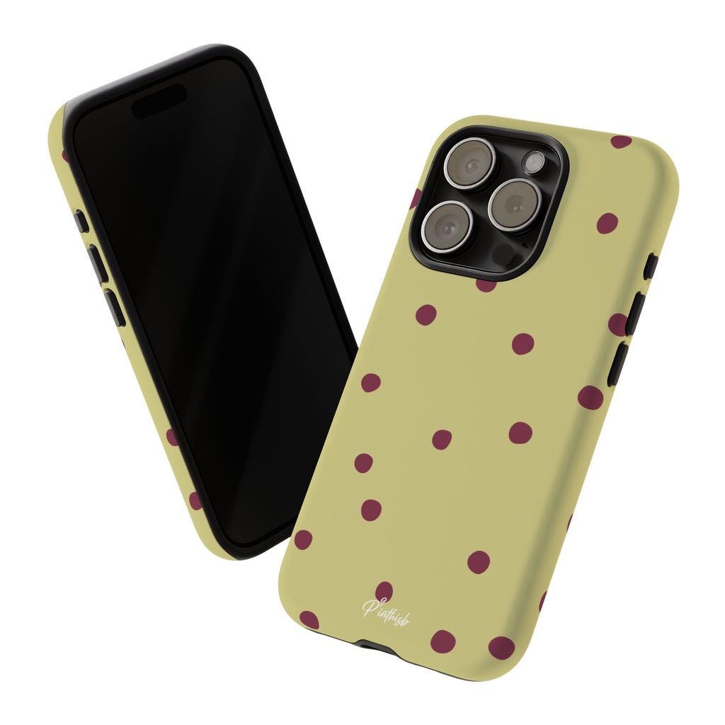 Yellow & Burgundy Polka Dot Tough Phone Case