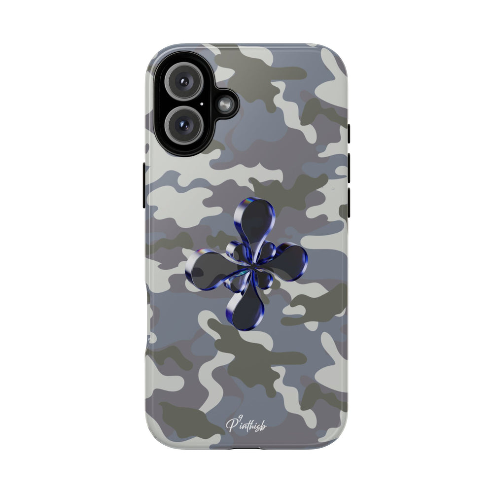 Camouflage with Blue Metallic Clover Tough Case