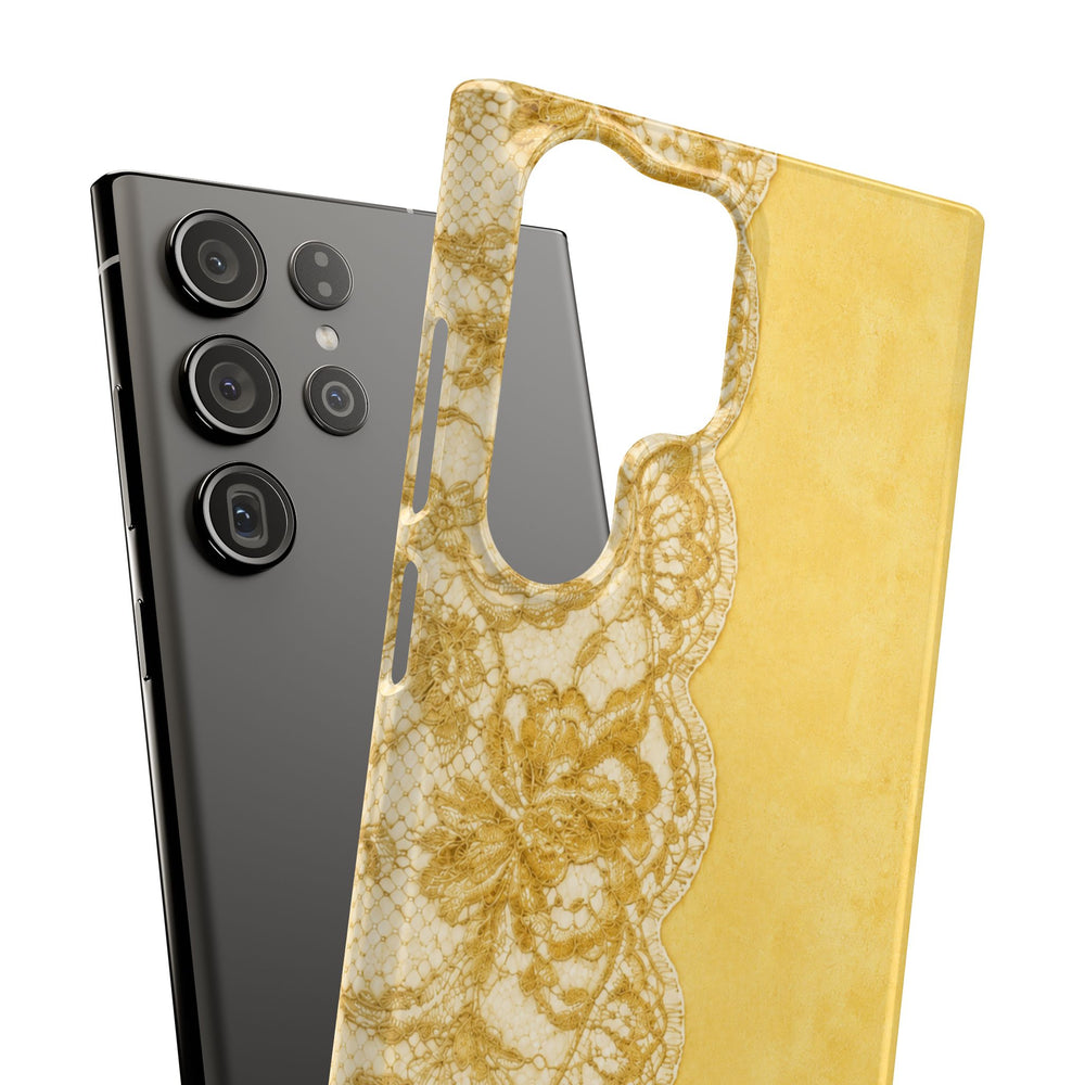 Yellow Vintage Lace Snap Case