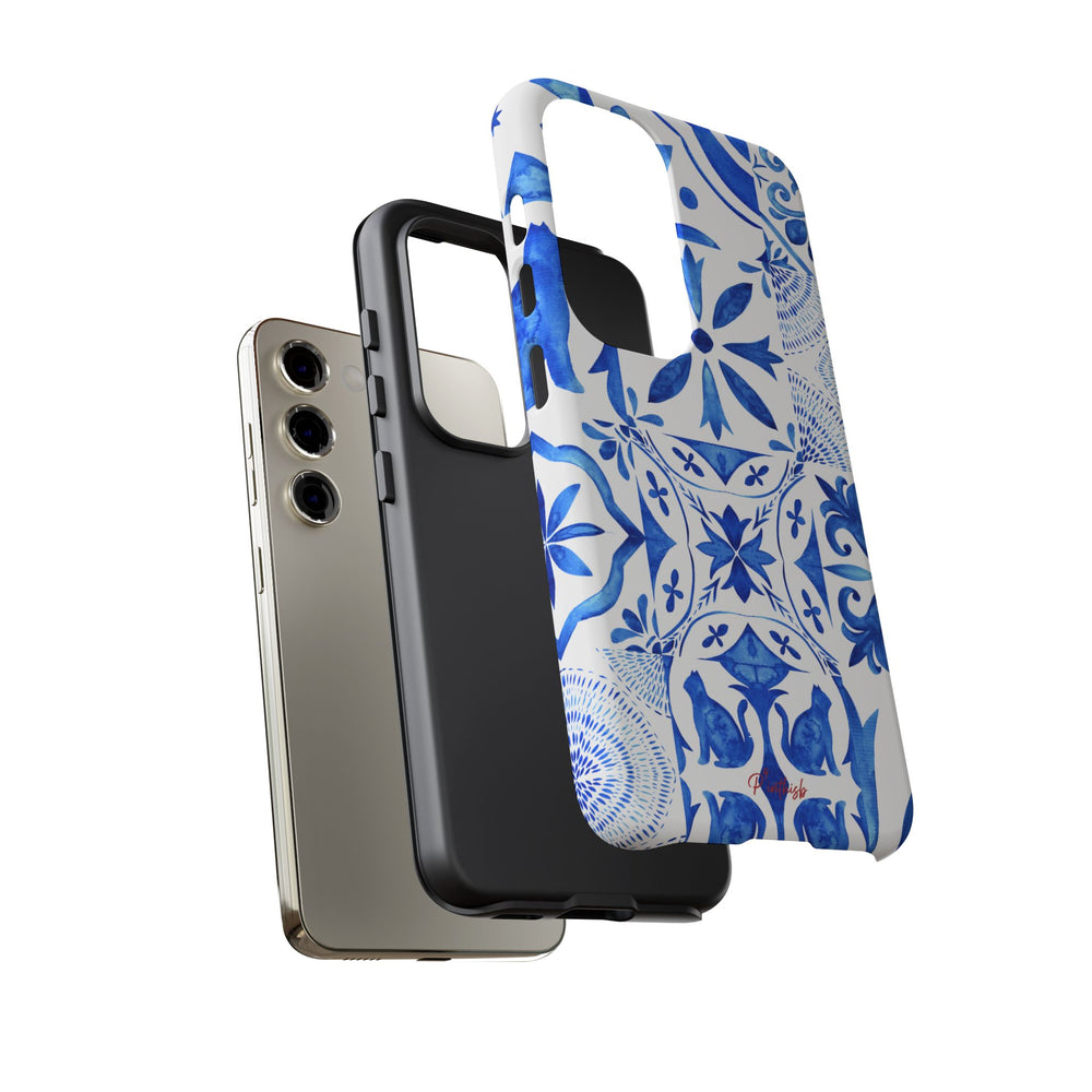 Blue Tile Pattern Tough Phone Case