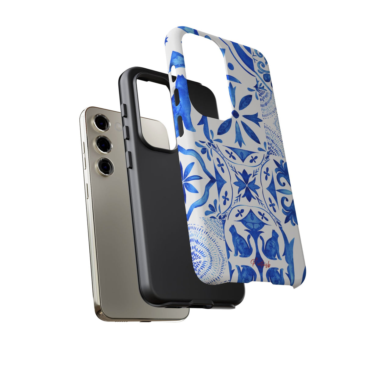 Blue Tile Pattern Tough Phone Case