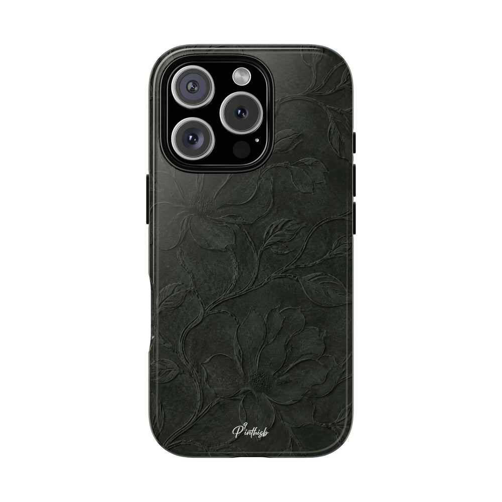 Dark Olive Floral Texture Tough Case