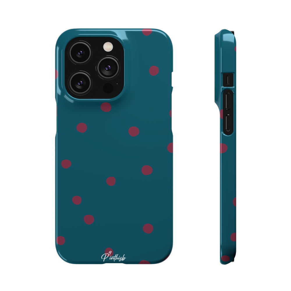 Teal & Burgundy Polka Dot Snap Phone Case
