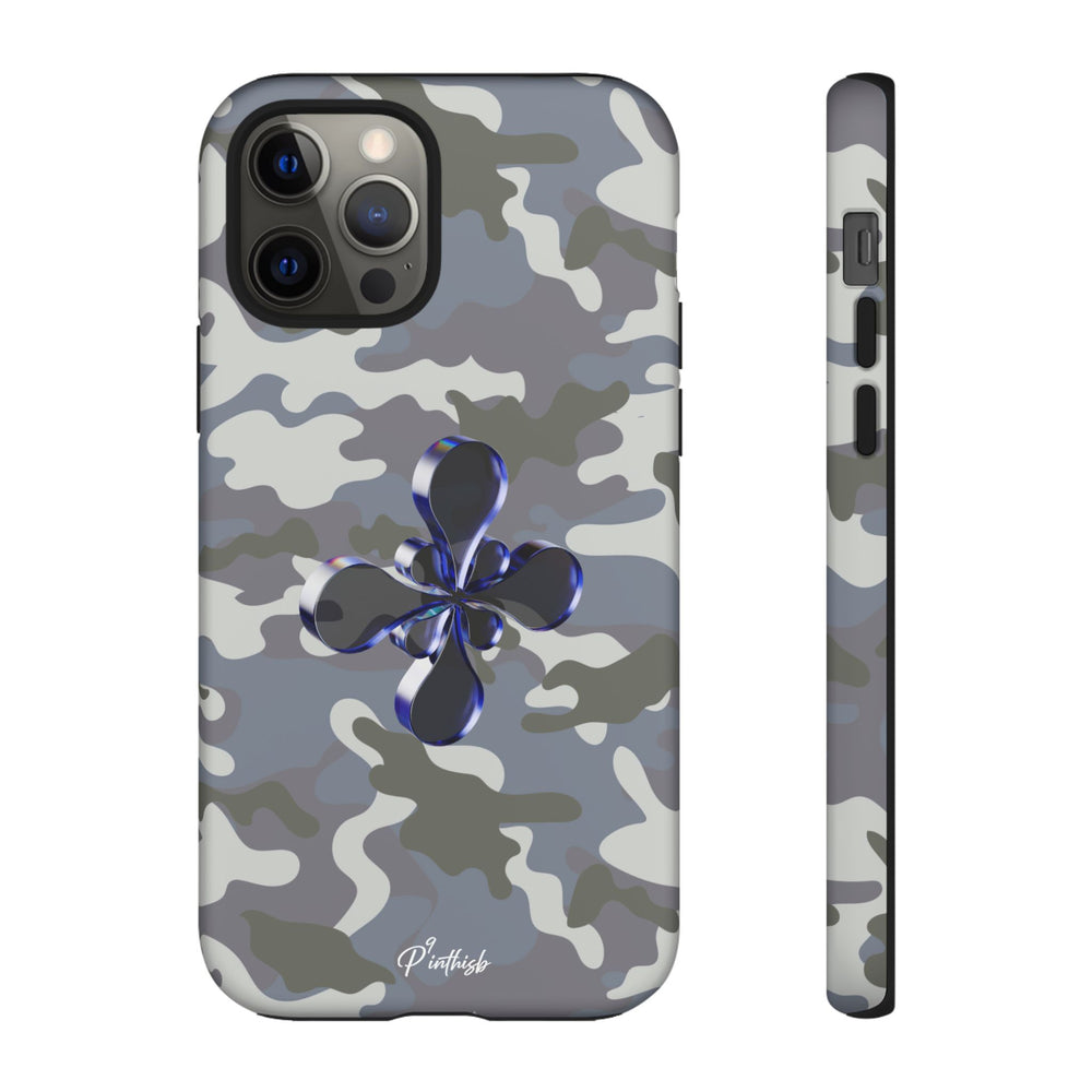 Camouflage with Blue Metallic Clover Tough Case