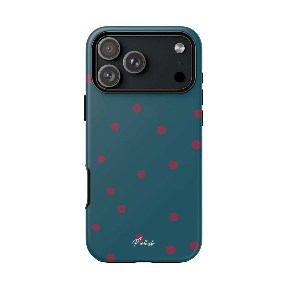 Teal & Burgundy Polka Dot Tough Phone Case