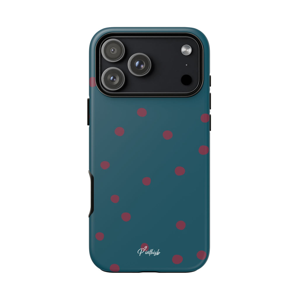 Teal & Burgundy Polka Dot Tough Phone Case