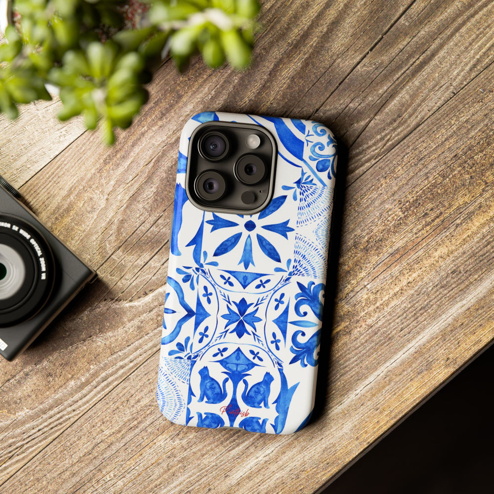 Blue Tile Pattern Tough Phone Case