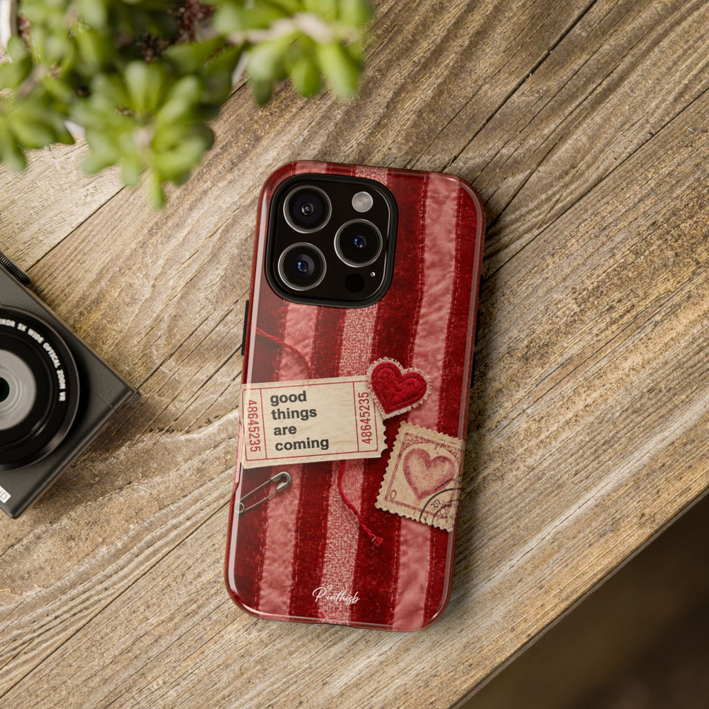 “Good Things Are Coming” Red Phone Case
