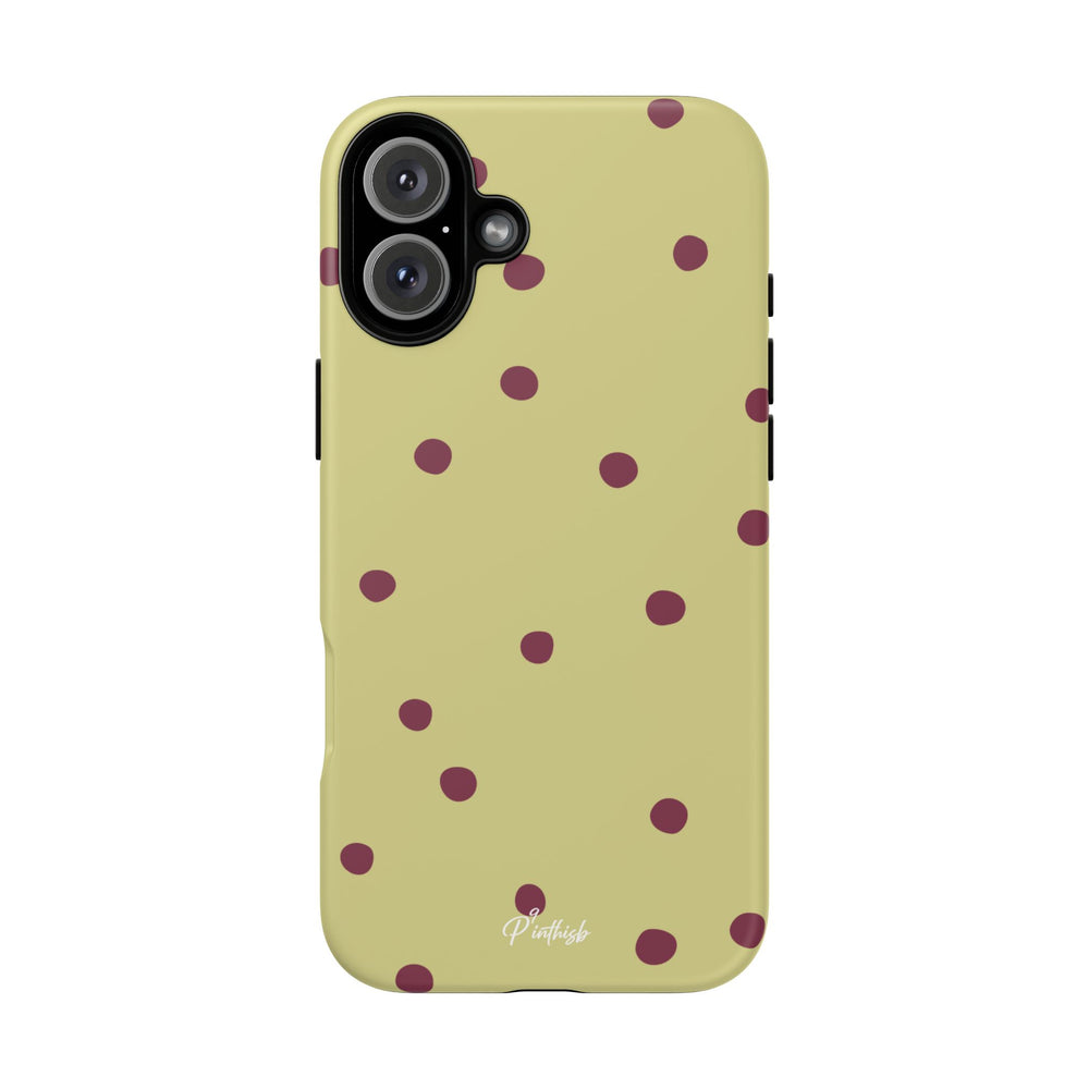 Yellow & Burgundy Polka Dot Tough Phone Case
