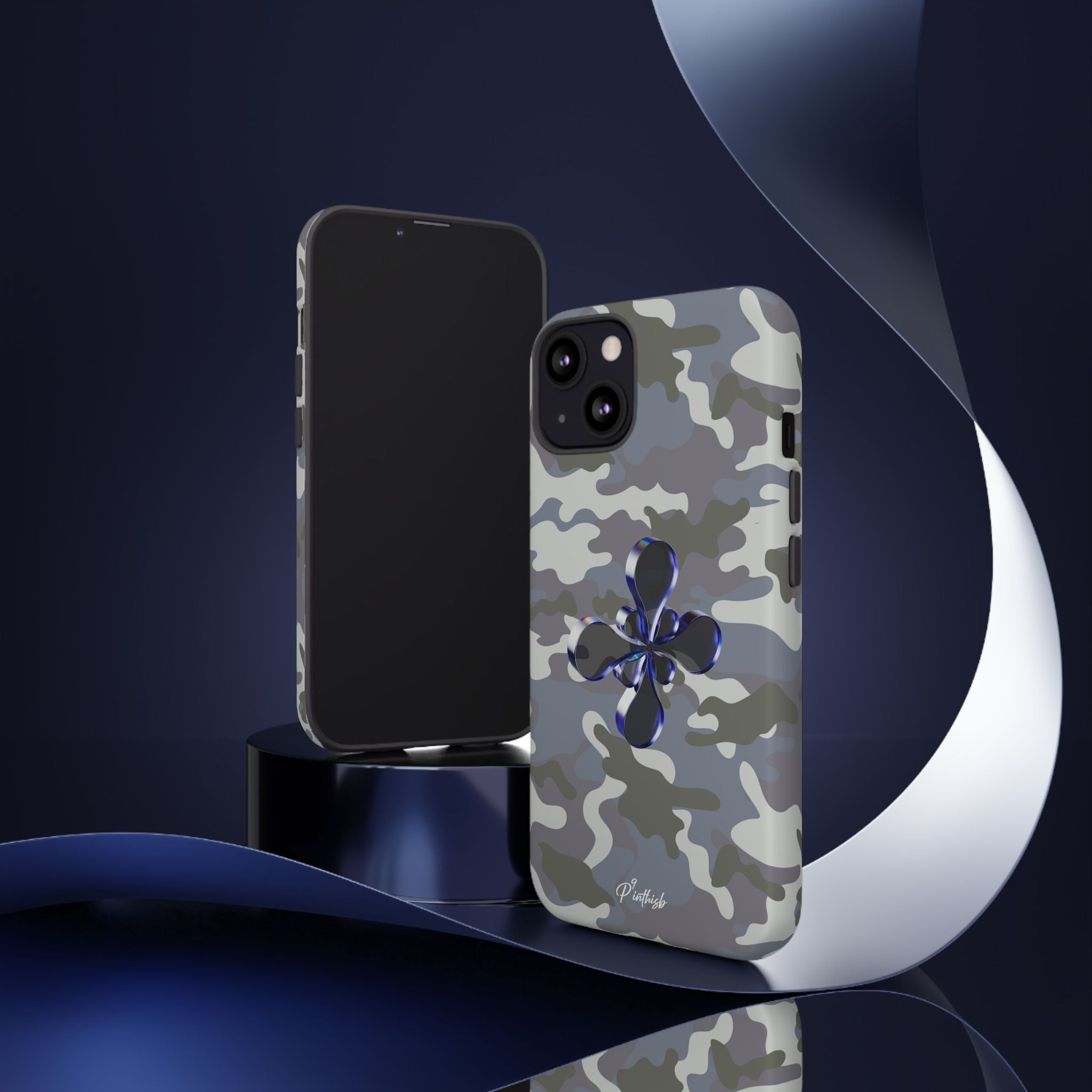Camouflage with Blue Metallic Clover Tough Case