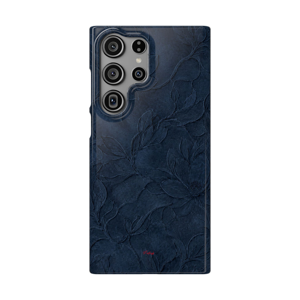 Navy Floral Textured Snap Case