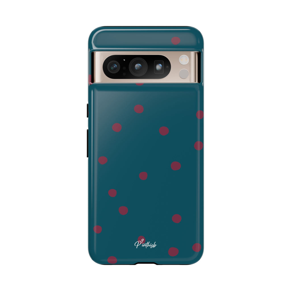Teal & Burgundy Polka Dot Tough Phone Case