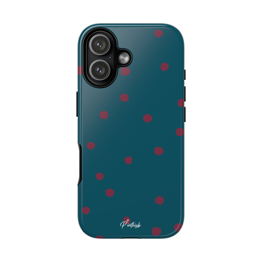 Teal & Burgundy Polka Dot Tough Phone Case