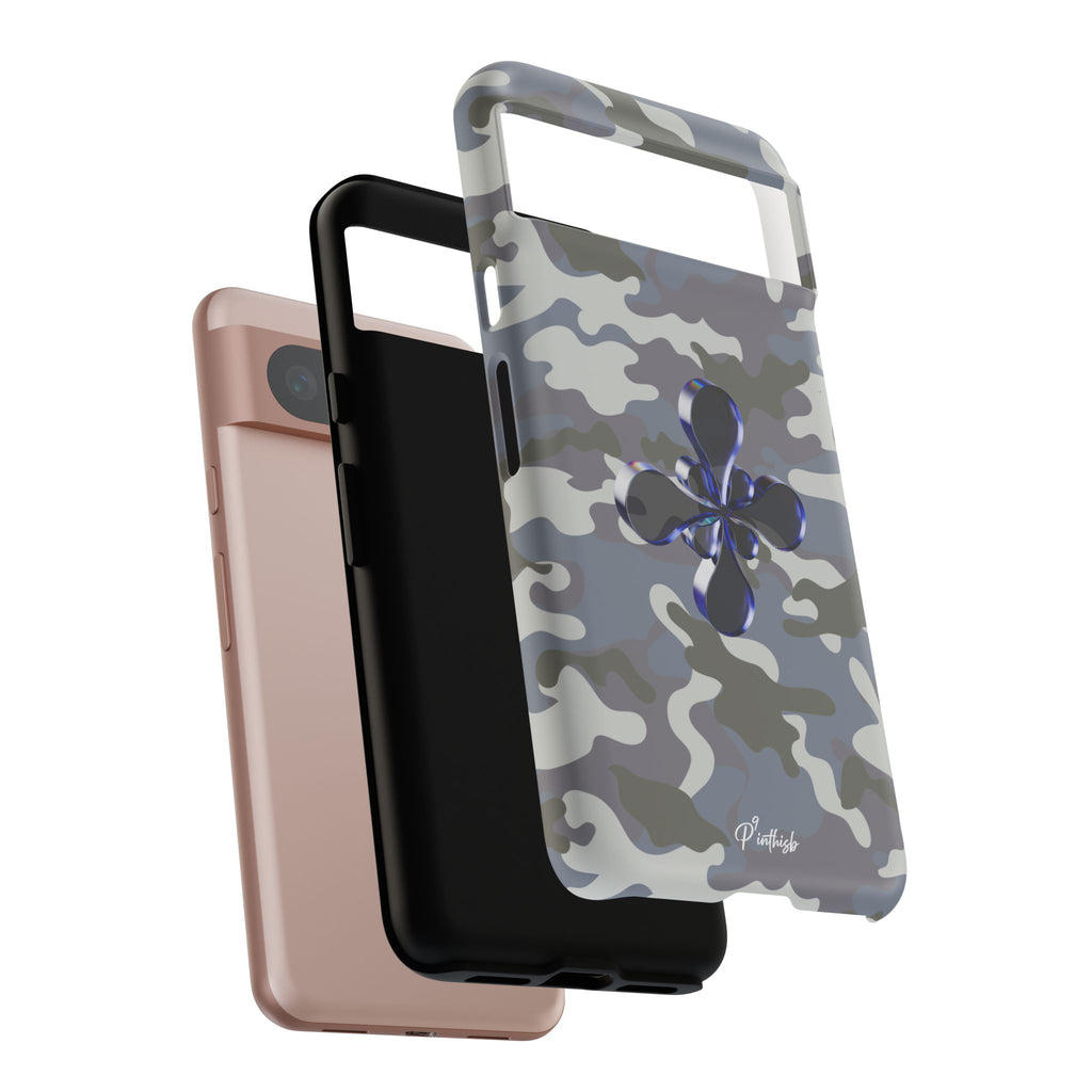 Camouflage with Blue Metallic Clover Tough Case