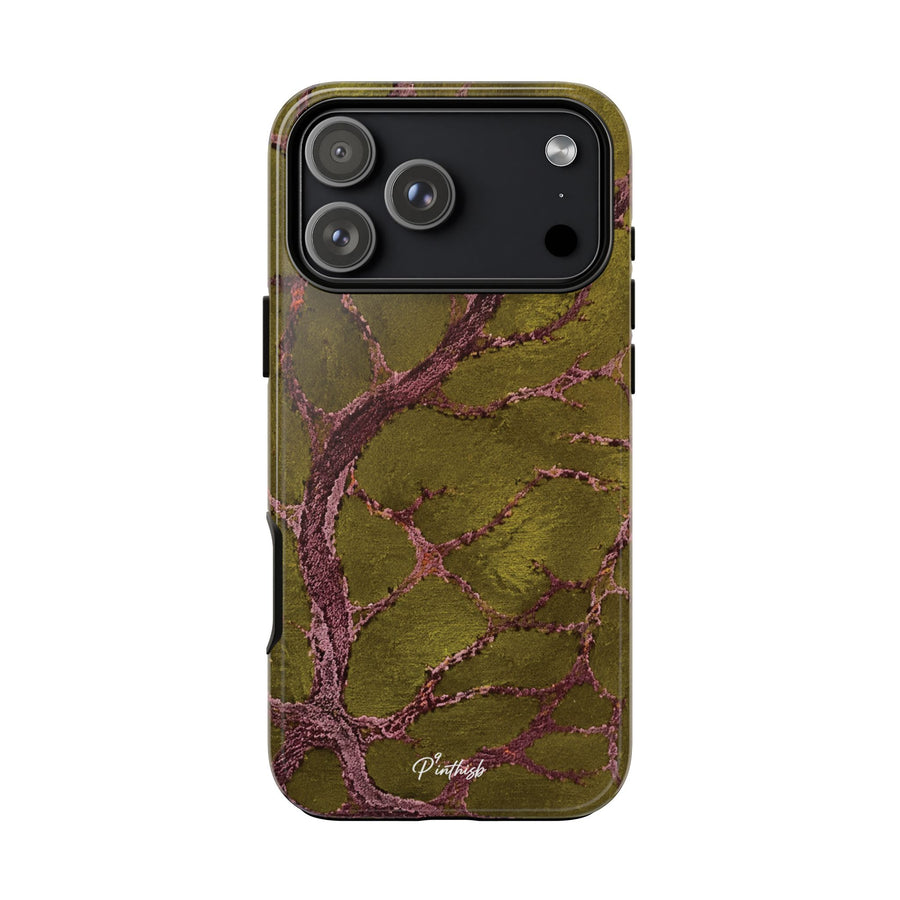 Olive & Rose Gold Tree Pattern Phone Case