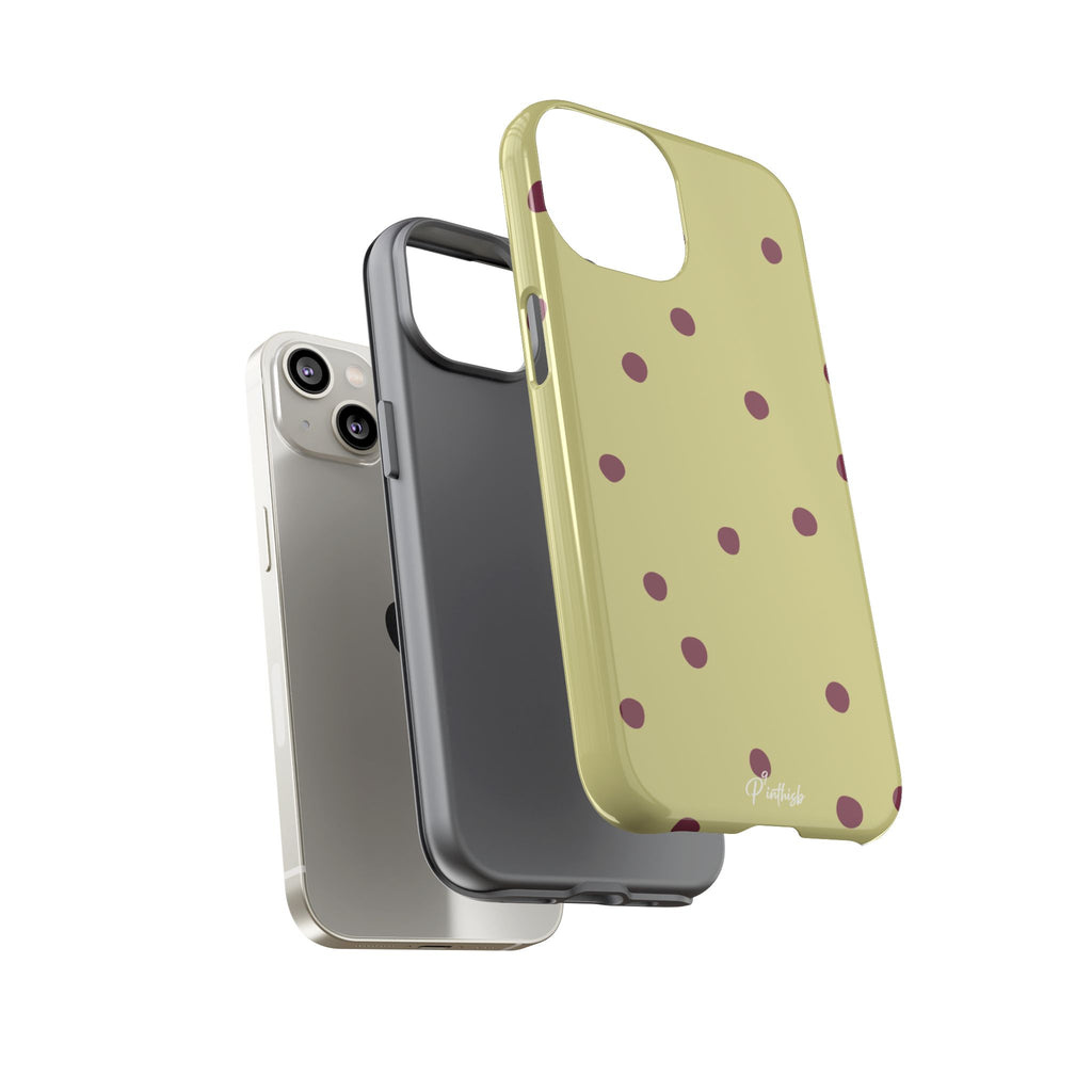 Yellow & Burgundy Polka Dot Tough Phone Case