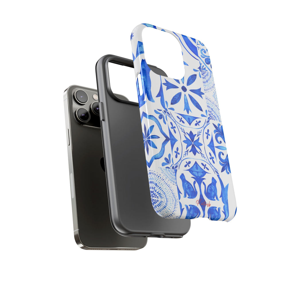 Blue Tile Pattern Tough Phone Case